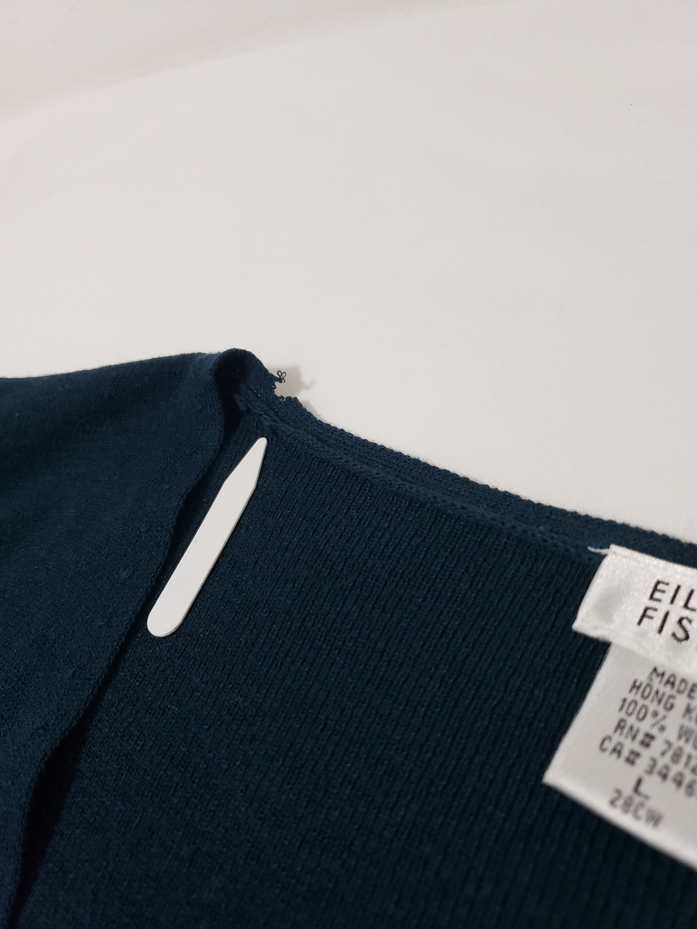 Eileen Fisher 100% Wool Long Cardigan Sweater Women’s L Teal Blue Minimalist - Picture 7 of 8